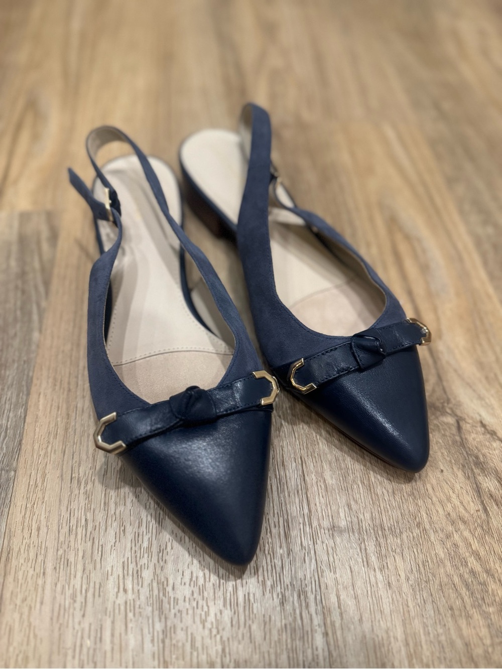Cole Haan Menlo Skimmer Slingback Flats Navy Blue size 9